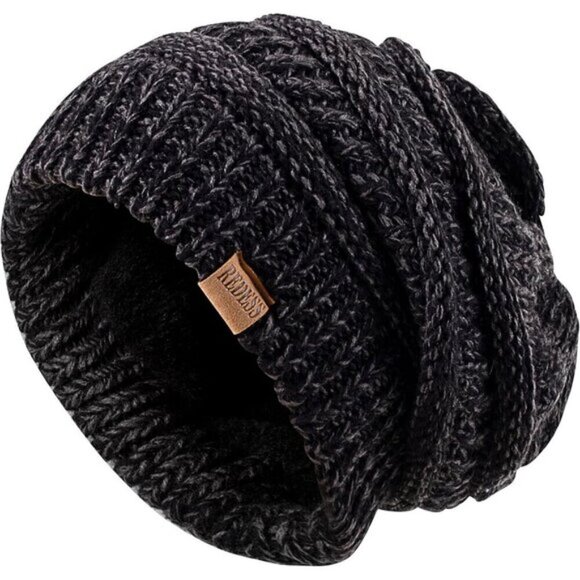 Women\'s Black REDESS Slouchy Beanie Chunky Soft Cable Knit Cap main image 4